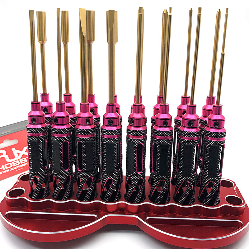 RJXHOBBY Pink Supper Light Knurled Grip HSS titanized Hex Screw driver Tools 1.5mm / 2.0mm / 2.5mm / 3.0mm