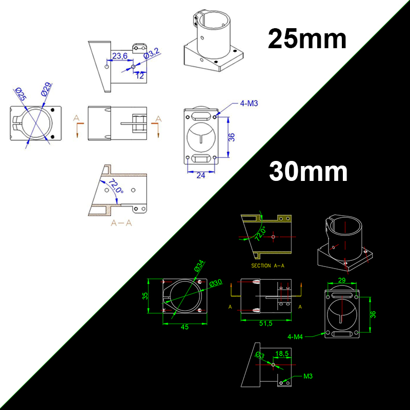 RJX 1pcs  25mm / 30mm  landing gear frame  connector mount for plant protection drone 