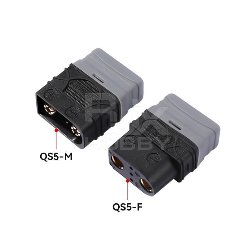 RJX 1pair QS5 40A Battery Plug 5mm Gold Plated Bullet Connector 3P Signal Pin For RC Car FPV Drone Ebike Power System