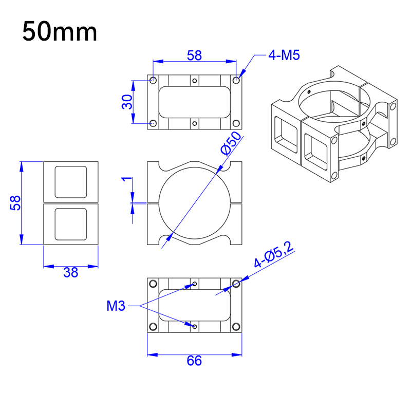 RJXHOBBY 1pcs 40 / 45 / 50mm Pipe Clip Tubing Clamp Fastener Carbon Tube Fixed Joint for RC Plant Agriculture UAV Drone