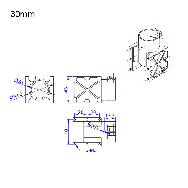 RJX 1pcs Aluminum alloy 30mm 35mm 45mm 50mm Center Plate Mount Holder for RC Multirotor Drone