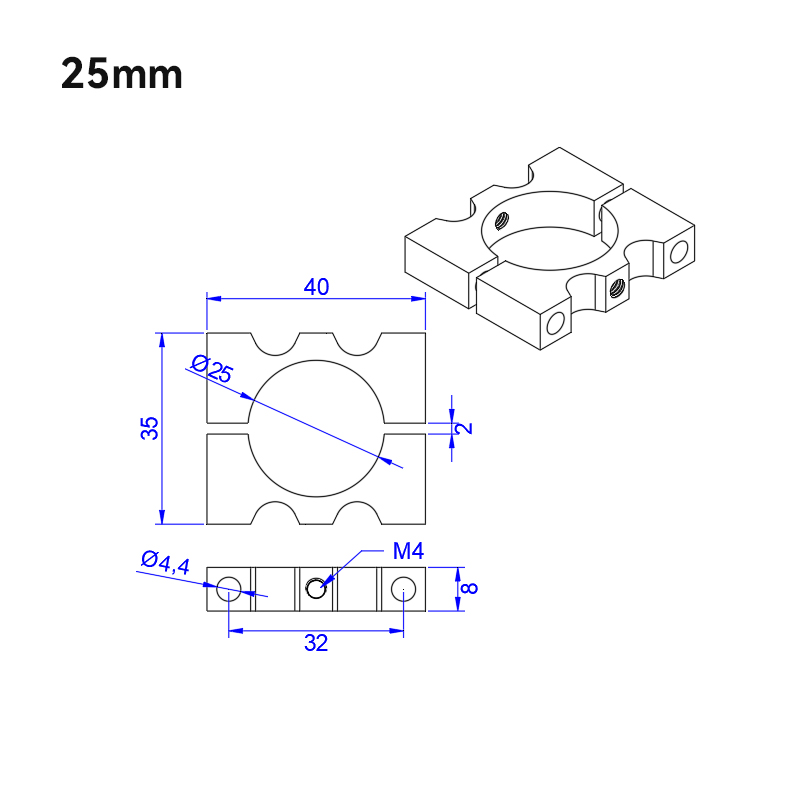 RJX 1pcs Aluminum Alloy 25 / 30 / 35 / 40 / 50mm Tube Clamp Fixture Clip Pipe Bracket for UAV Drone Spare Parts