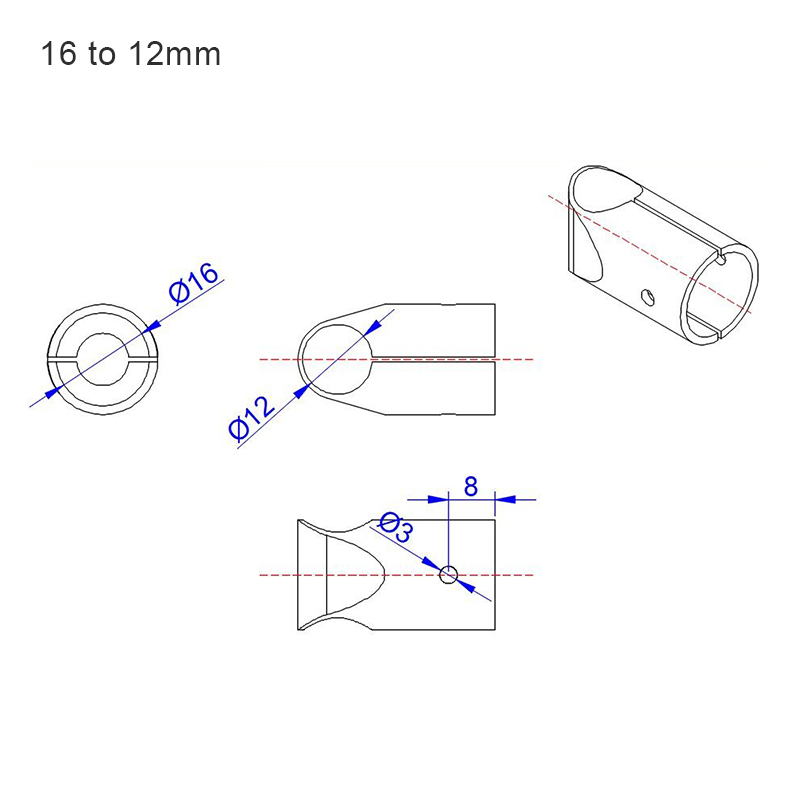 RJXHOBBY 1pcs 12 16 20 22 25 30mm Landing Gear Aluminum Alloy Tee Tripod Carbon Fiber Tube Connector For Agriculture Drone UAV