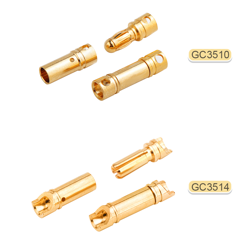 RJX 50 Pairs 3.5mm Gold Bullet Banana Connector Plug 3.5mm Male & Female Bullet Connector