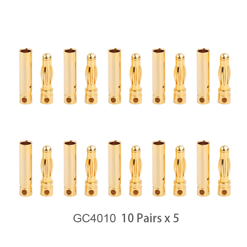 RJX 50 Pairs 4.0mm Gold Bullet Banana Connector Plug 4mm Male & Female Bullet Connector