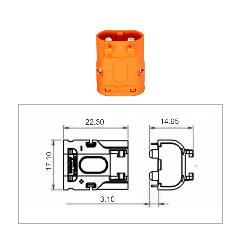 RJX Amass 10pcs Male DC Plug LCB30PW Copper Silver Plated Lithium Battery Connector For Smart Appliance