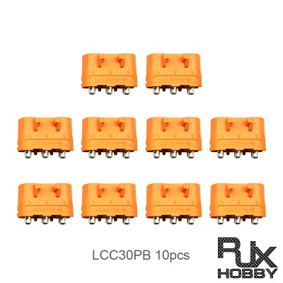 RJX Amass 10pcs Male 3PIN LCC30PB Copper Silver Plated Lithium Battery Connector For Smart Appliance