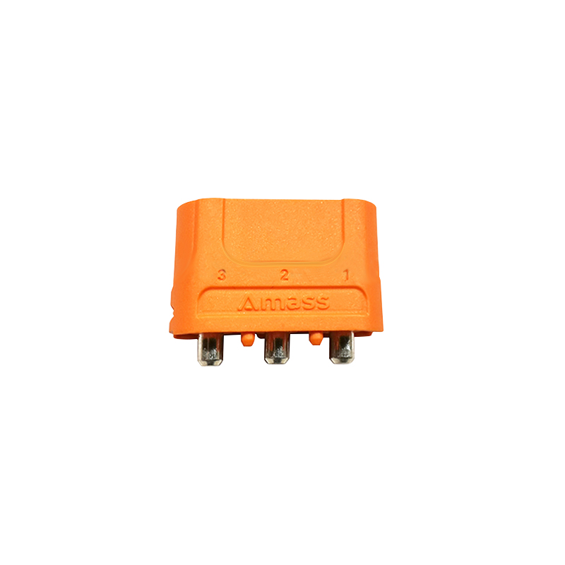 RJX Amass 10pcs Male 3PIN LCC30PB Copper Silver Plated Lithium Battery Connector For Smart Appliance