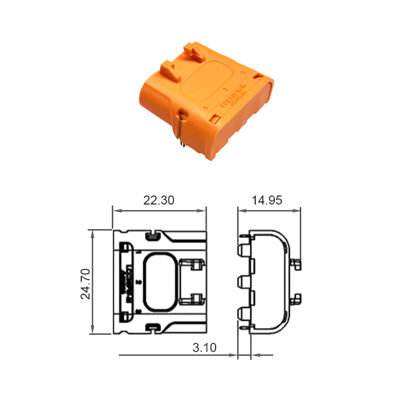 RJX Amass 10pcs Male 3PIN LCC30PW Copper Silver Plated Lithium Battery Connector For Smart Appliance