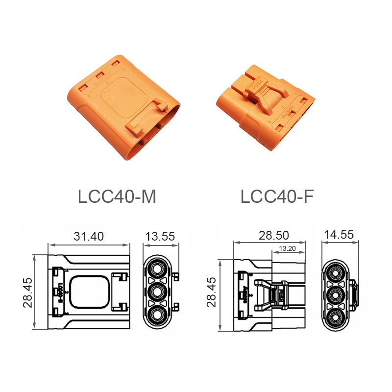 RJX Amass 2Pairs LCC40 Copper Silver Plated Lithium Battery Connector For Smart Appliance