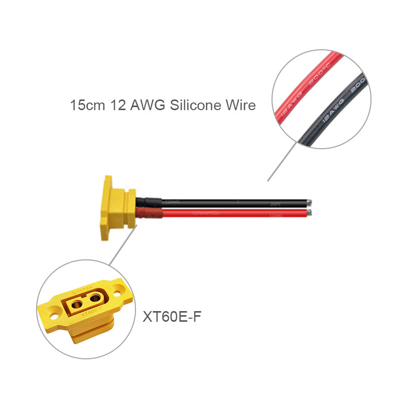RJXHOBBY 1pcs XT60E Female Connector With 12AWG  Cable For RC Models Drone