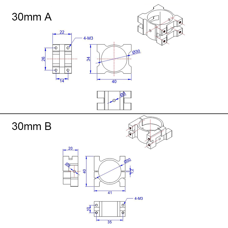 RJXHOBBY 1pcs 30mm clip pipe tube clamp