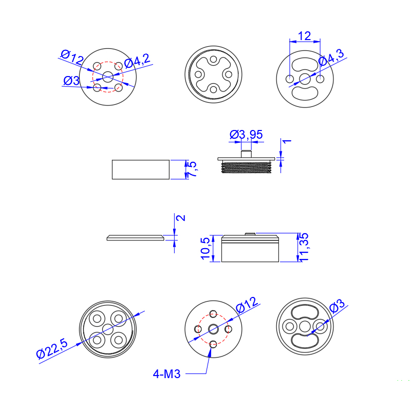 RJX 12mm Super Light Quick Release Propeller Thread Self-tightening Prop Mount Adapter for RC Quadcopter Multirotor Drone UAV