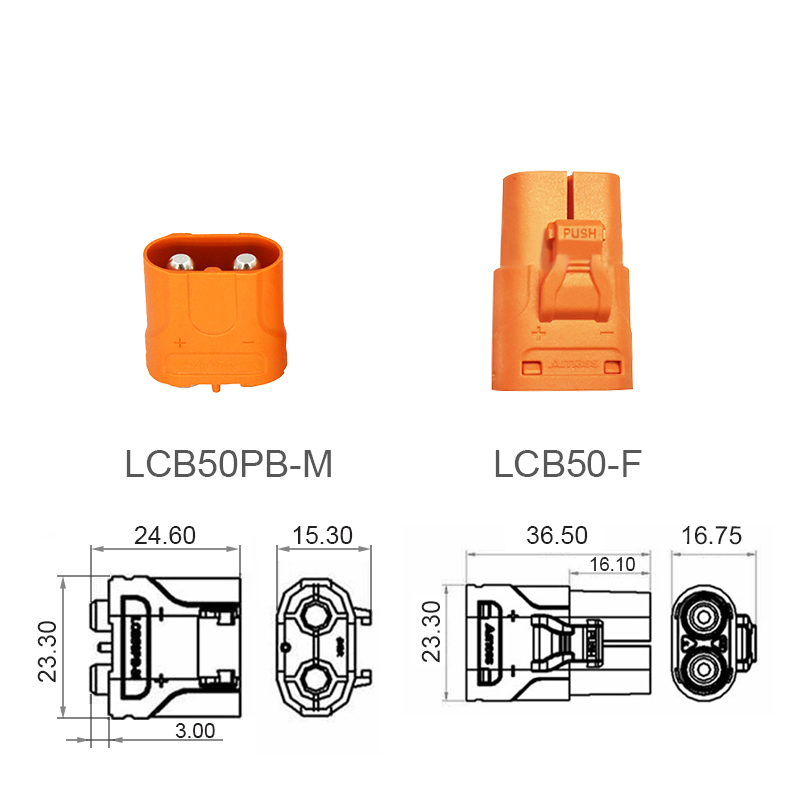 RJX Amass DC Plug LCB50 Female LCB50PB Male Copper Silver Plated Lithium Battery Connector For Smart Appliance