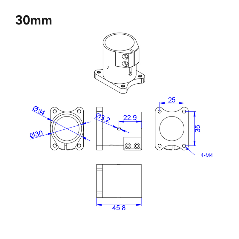 RJXHOBBY 1pcs 20mm 25mm 30mm Landing Gear Vertical Mount Base Nozzle Connecting Rod Fixing Parts for Agriculture UAV Drone