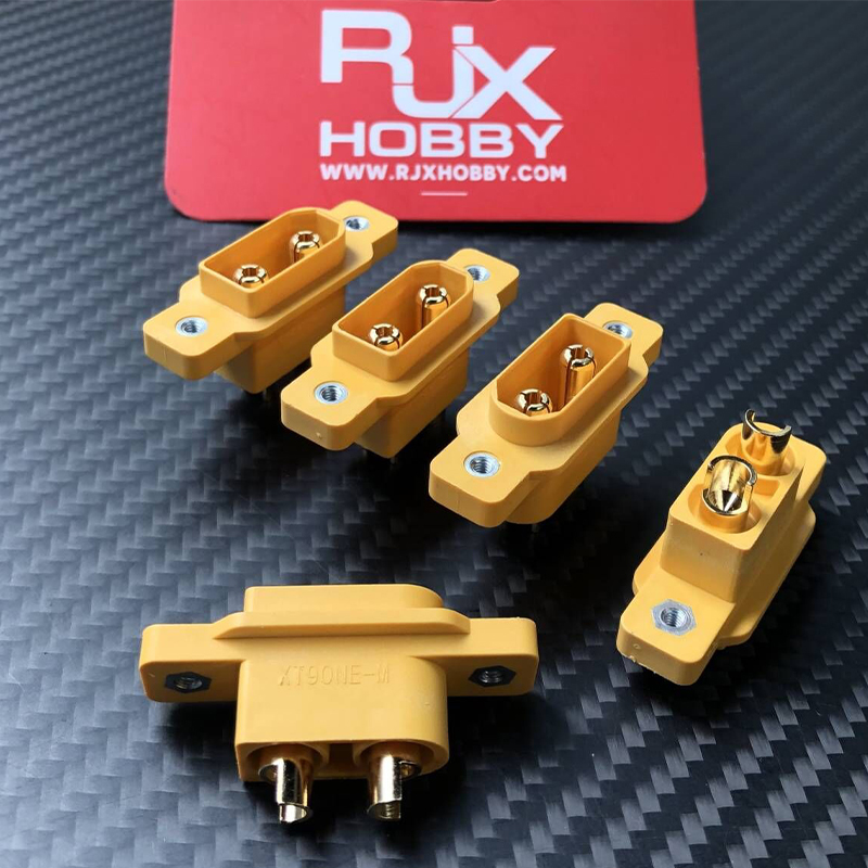 RJXHOBBY 5pcs Amass XT90NE-M XT90NE Male Plug with M2.5 Nuts Lipo Battery Connector Gold-plated Connecting Adapter