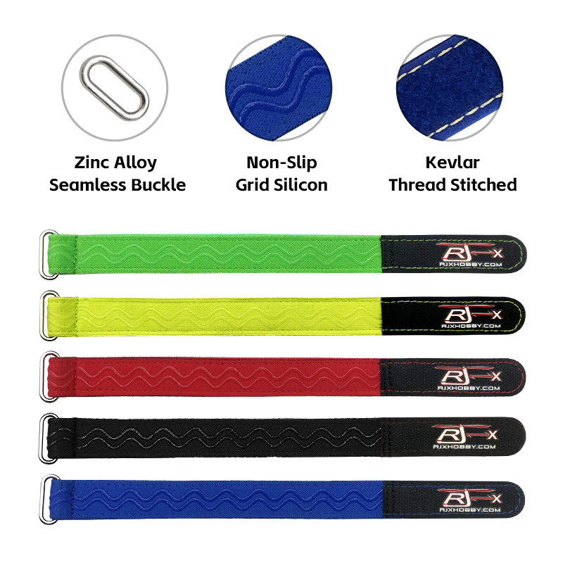 RJXHOBBY 2pcs Kevlar Stitched Non-Slip Silicone Battery Straps(Width: 20mm Length:180/200/210/220 /225/230/250/300/350/400mm)