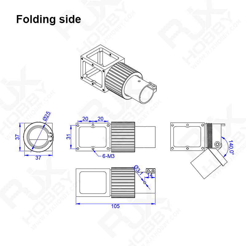 RJXHOBBY 1pcs 25mm folding arm for Plant Protection UAV Multicopter