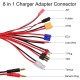 RJX 1pcs 8 in1 RC Charger Adapter Connector 4.0mm Banana Connector To EC3 XT60 JST TRX Tamiya Futaba T Plug Lead Wire