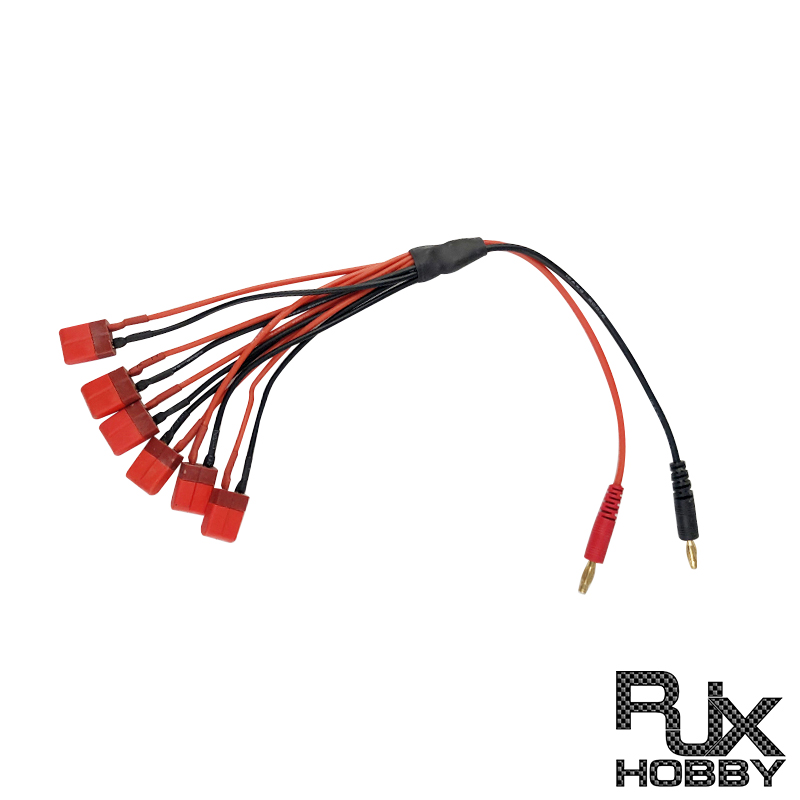 RJX 1pcs 6 in 1 T-Plug Connector to 4mm Banana Plug Parallel Adapter 