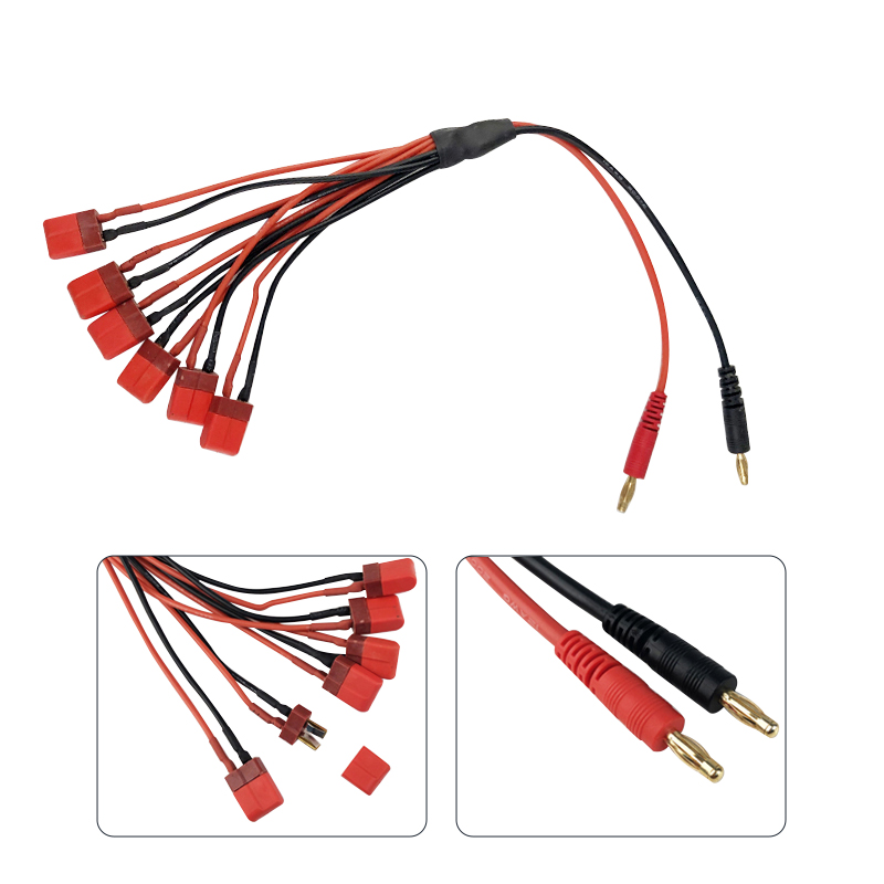 RJX 1pcs 6 in 1 T-Plug Connector to 4mm Banana Plug Parallel Adapter 