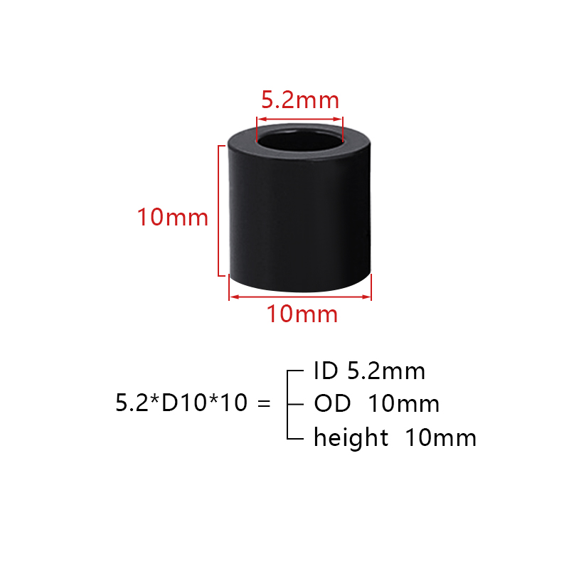 RJX 100pcs POM round washers Thickened gasket Isolation column(ID5.2mm OD10mm)