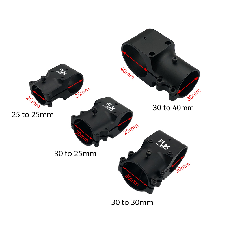 RJX 1pcs Alum 25 to 25mm / 30 to 30mm / 30 to 25mm / 30 to 40mm Tee Joint  Landing Gear Connector Adapter for RC Plant UAV Drone