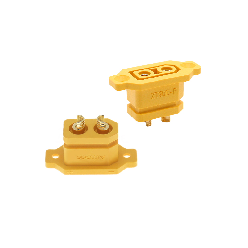 RJXHOBBY 5pcs Amass XT90E-F Brass Gold Plated Female Connector with Dust-proof Cover PVC Plug Protective Sleeve Cap 