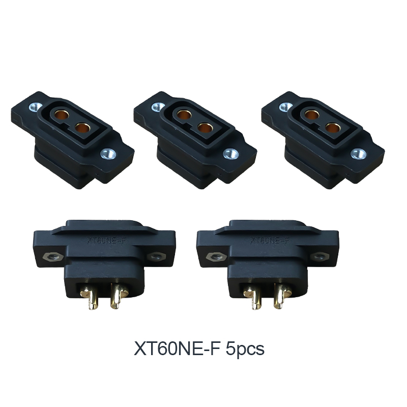 RJXHOBBY 5pcs XT60NE-F Plug with M2.5 Screw Nut Fixed Seat 3.5mm Female Head Gold Plated Connector