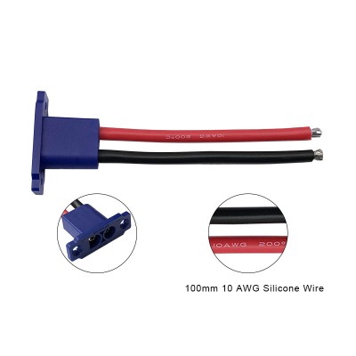 RJX 1pcs EC5E-M Panel Fixed Mountable Plug Male Connector with 10AWG Silicone Wire 100mm for RC Aircraft Battery Parts