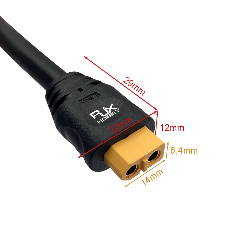 RJX 1pcs XT60H-F Female Plug 80cm Outdoor Power Brass Gold-plated Drone Connector Cable  LSD-15