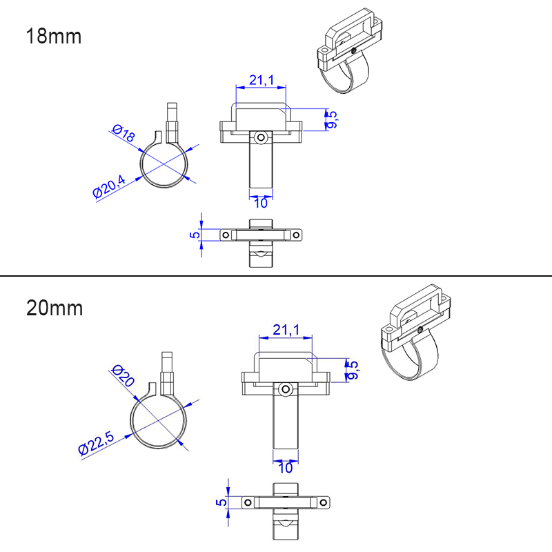 RJXHOBBY 1pcs XT90 Plug Fixed Seat Mounting Base Fastener 18mm 20mm Tube Clamp Support Clip Connecting Part