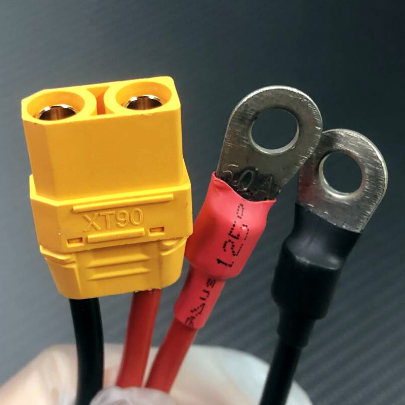 RJX 1pcs XT90 Female to 6mm O Ring Lugs 12AWG 20cm Cable  for RC Lipo Battery FPV Racing Drone 