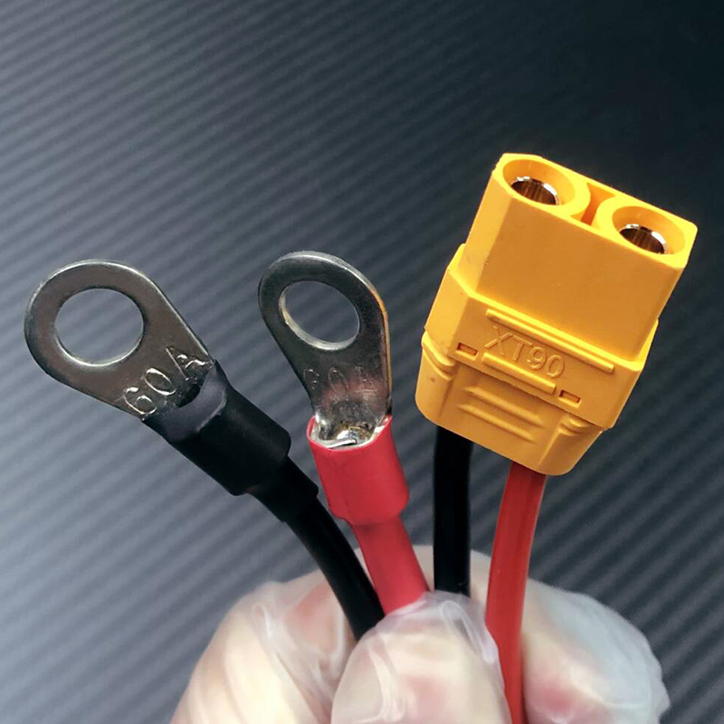 RJX 1pcs XT90 Female to 8mm O Ring Lugs 12AWG 20cm Cable  for RC Lipo Battery FPV Racing Drone 