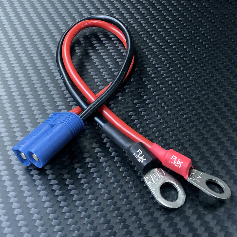 RJX 1pcs EC5 Male to 8mm O Ring Terminal Charger Lead Cable 12AWG 20cm For Battery Wire Terminal 