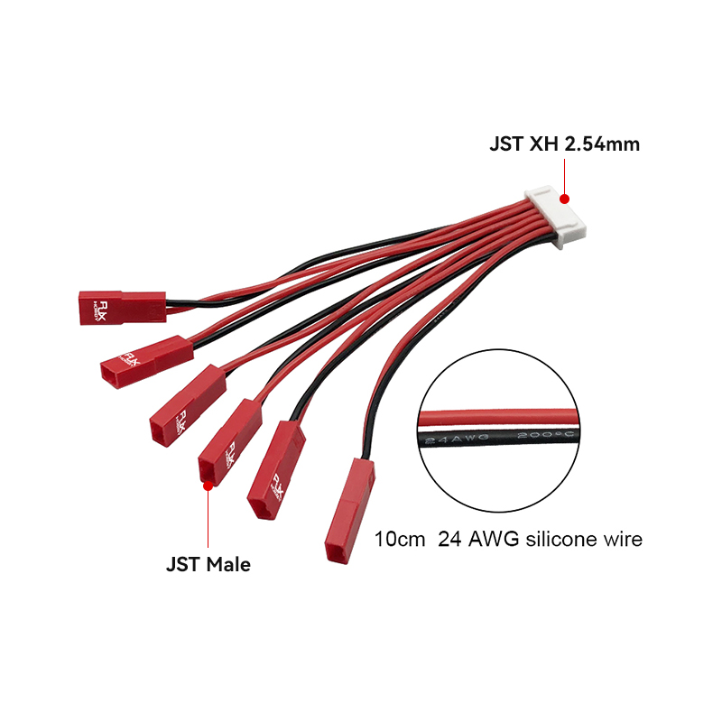 RJX 1pcs 6S Balance head to 1S  Male JST connector for F110 drone