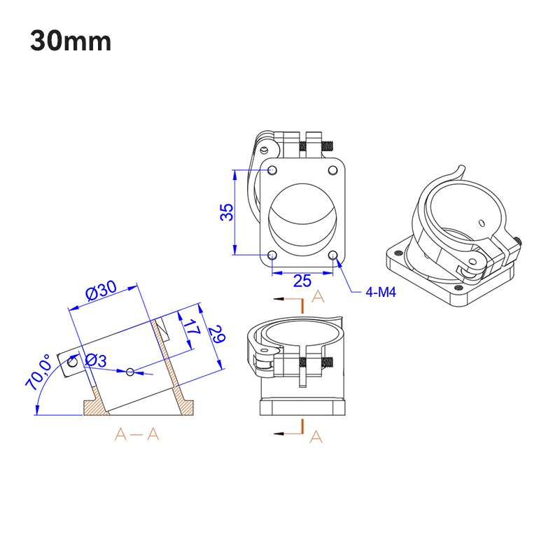 RJX 1pcs 20mm 25mm 30mm Quick Release Tripod Aluminum Tilt Fixed Seat Landing Gear Connector