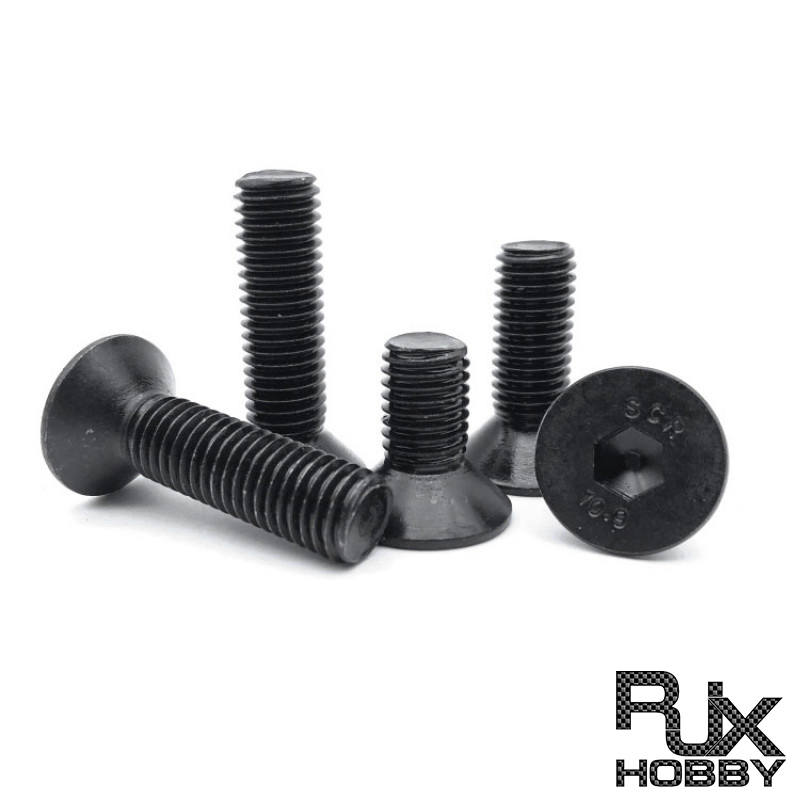 RJXHOBBY 100pcs M2 3-40mm 10.9 Grade High-strength Countersunk Hex Socket Screw Flat Head Hexagon Socket Screw Bolt