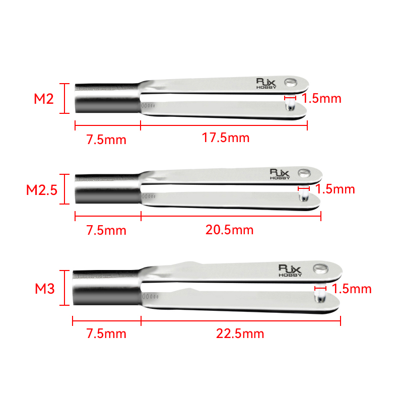 RJXHOBBY 20 PCS M2 M2.5 M3  stainless steel U-shaped Chuck  copper connection rod  for fixed wing RC Airplane