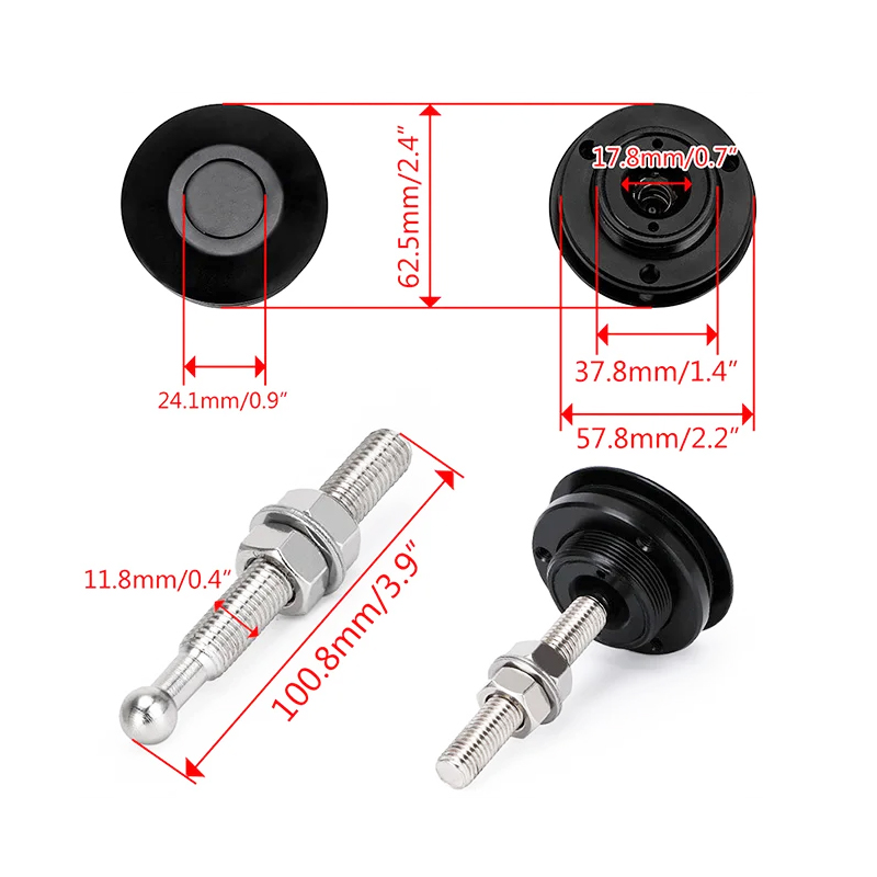 RJX 2 sets Universal Push Button Billet Hood Pins Lock Clip Kit Car Quick Latch New Engine Bonnets