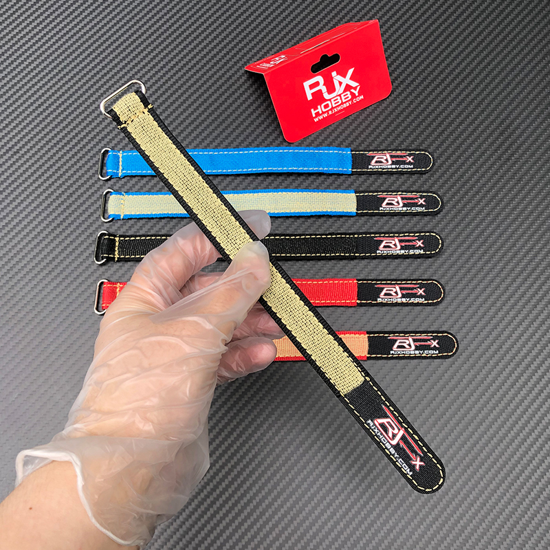 RJXHOBBY 2pcs Zinc Alloy Seamless Buckle Kevlar Battery Strap(Width: 20mm Length: 200 -1000mm ）