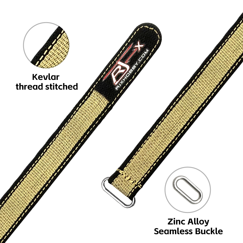 RJXHOBBY 2pcs Zinc Alloy Seamless Buckle Kevlar Battery Strap(Width: 20mm Length: 200 -1000mm ）
