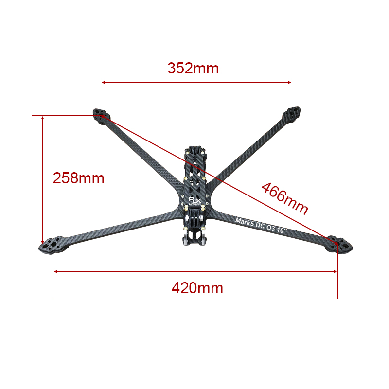 RJXHOBBY Mark5 DC O3 10inch  466mm Carbon Fiber Twill matte Frame Kit For RC FPV Racing Drone