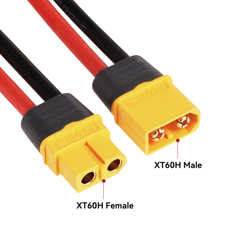 RJXHOBBY 1pcs XT60H Male/Female to 6.2mm copper nose with 12AWG Cable Mount Connector Plug