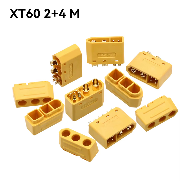 RJX 5pairs Amass XT60 (2+4) Male Female Plug Connector with Signal Pin and Sheath 