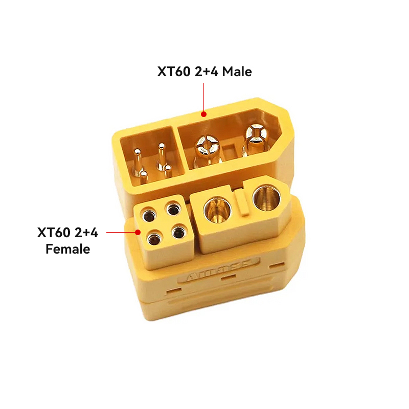 RJX 5pairs Amass XT60 (2+4) Male Female Plug Connector with Signal Pin and Sheath 