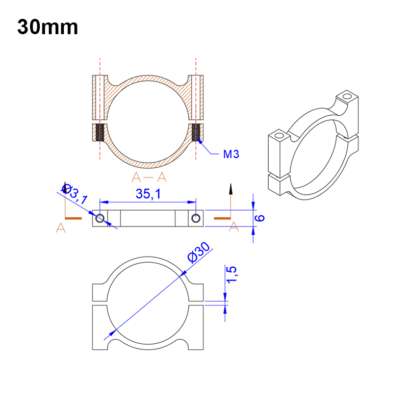 RJX 1pcs 12 16 18 20 22 25 30mm Alloy Tube Clamp Fixture Clip Pipe Bracket for UAV Drone Spare Parts