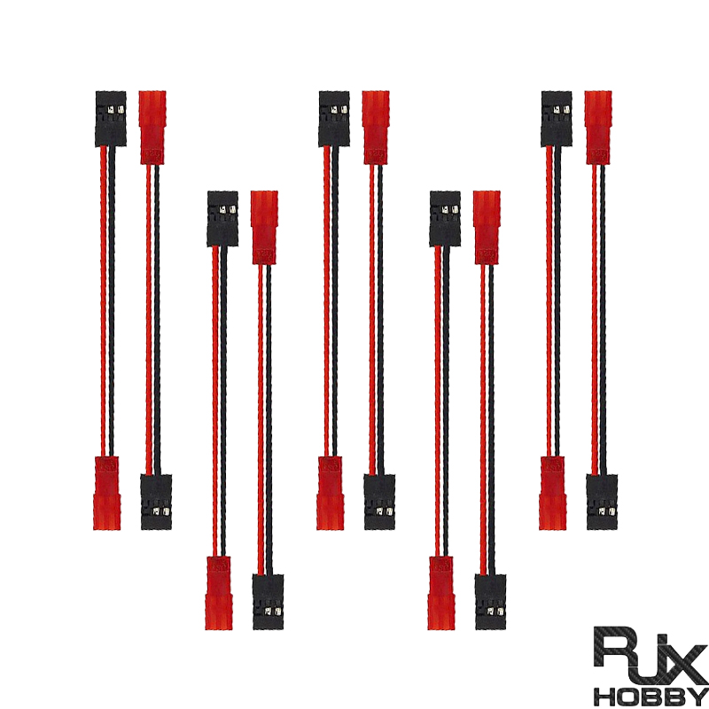 RJX 10pcs 10cm 20AWG JR Male Servo to JST Female Plug Receiver Connector Adapter Cable 