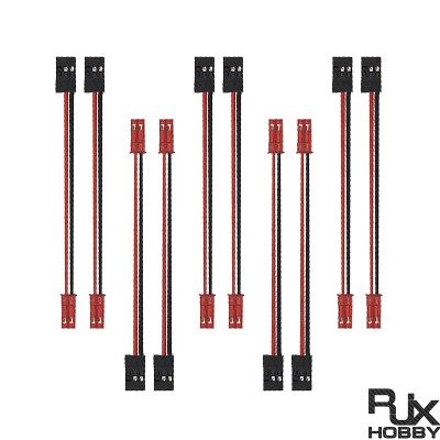 RJX 10pcs 10cm 20AWG JR Male Servo to JST Male Plug Receiver Connector Adapter Cable 