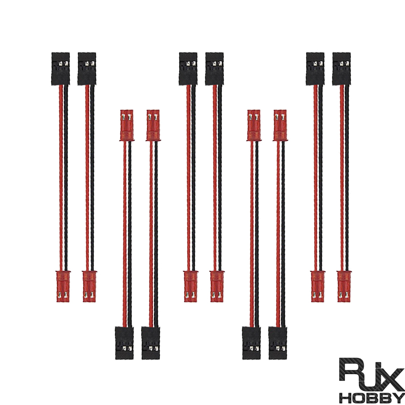 RJX 10pcs 10cm 20AWG JR Male Servo to JST Male Plug Receiver Connector Adapter Cable 